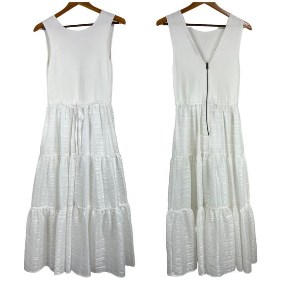 Ted Baker NWT Skylir Mixed-Media Midi Dress Size 2 (US 4-6) Ivory Sleeveless - Picture 4 of 10